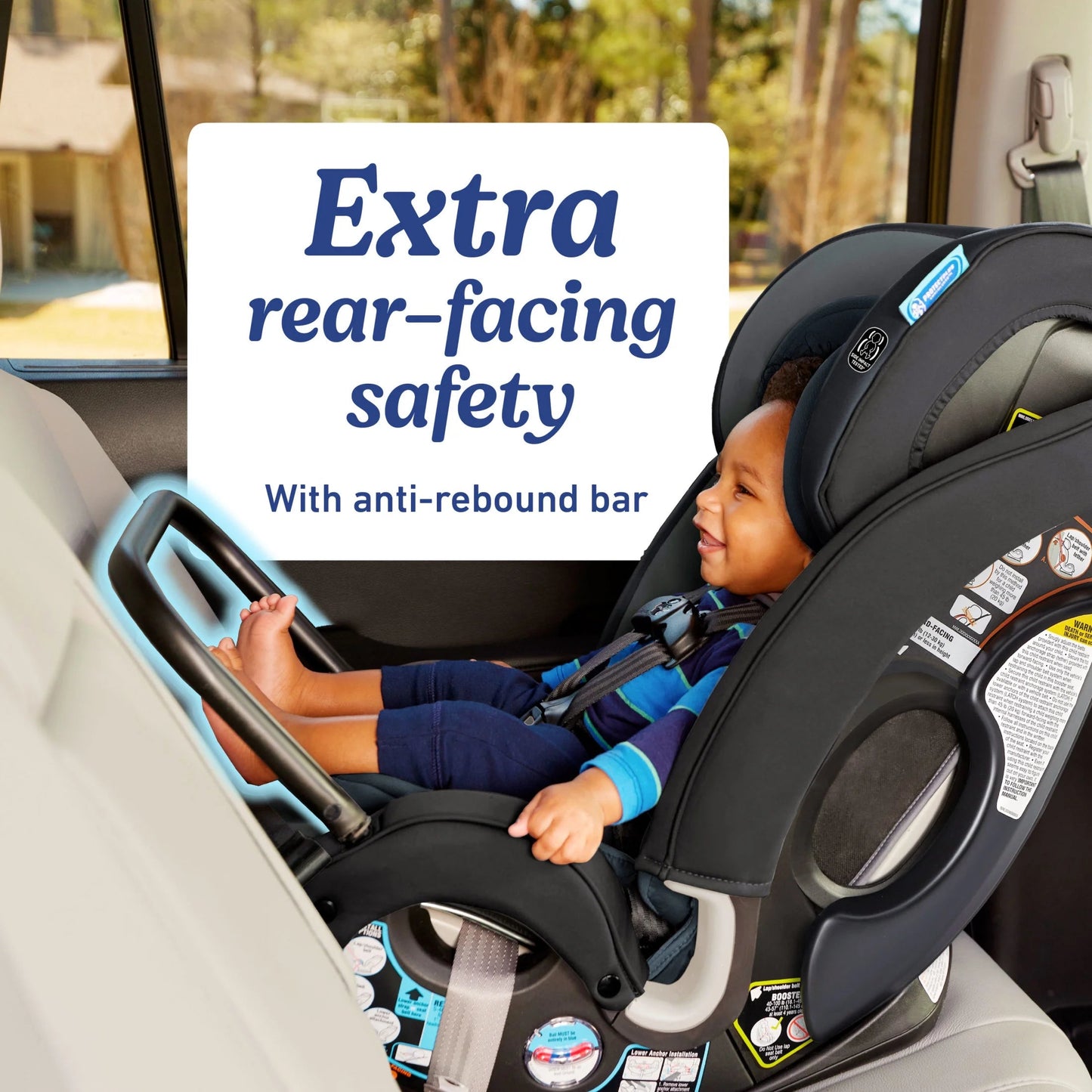 True3Fit LX 3-In-1 Convertible Car Seat Ft. Anti-Rebound Bar, Gotham, 19.2 Lb